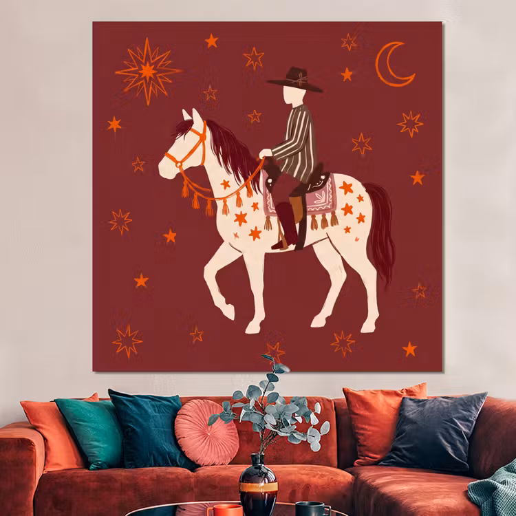 Forex - Paard - Ruiter - Sterren - Nacht - Illustratie — 3