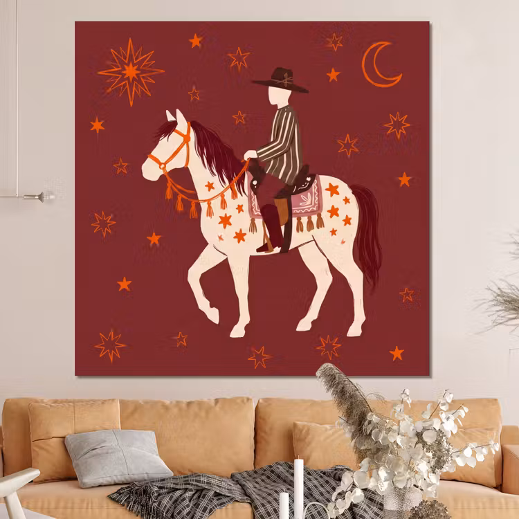 Forex - Paard - Ruiter - Sterren - Nacht - Illustratie — 4