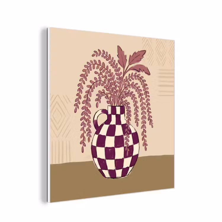 Forex - Vaas - Geruit - Planten - Modern - Paars — 1