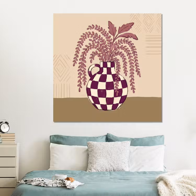 Forex - Vaas - Geruit - Planten - Modern - Paars — 2