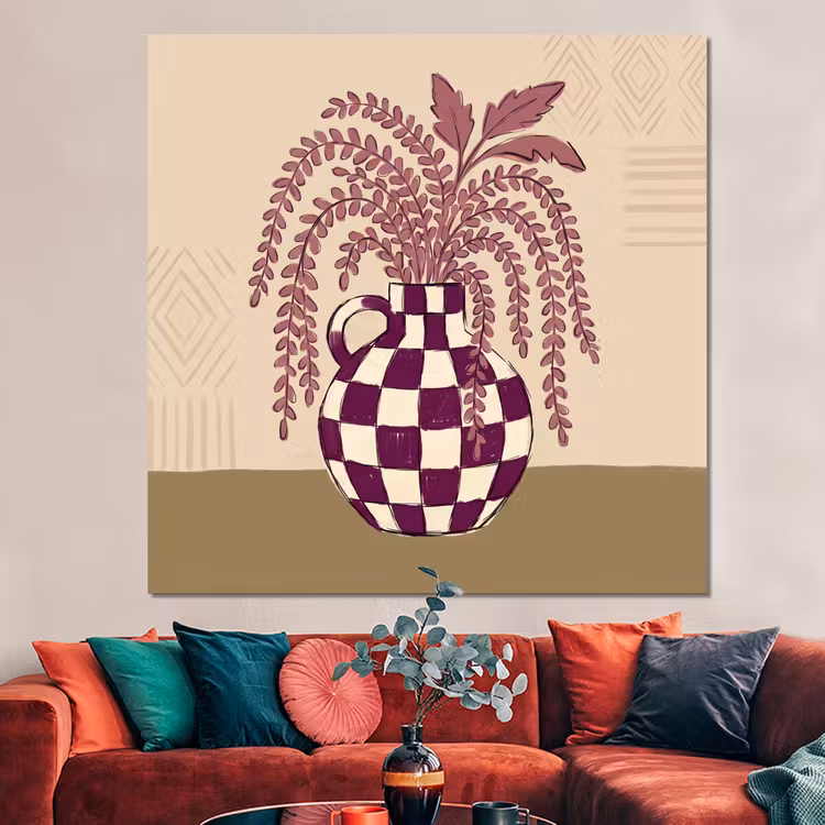 Forex - Vaas - Geruit - Planten - Modern - Paars — 3