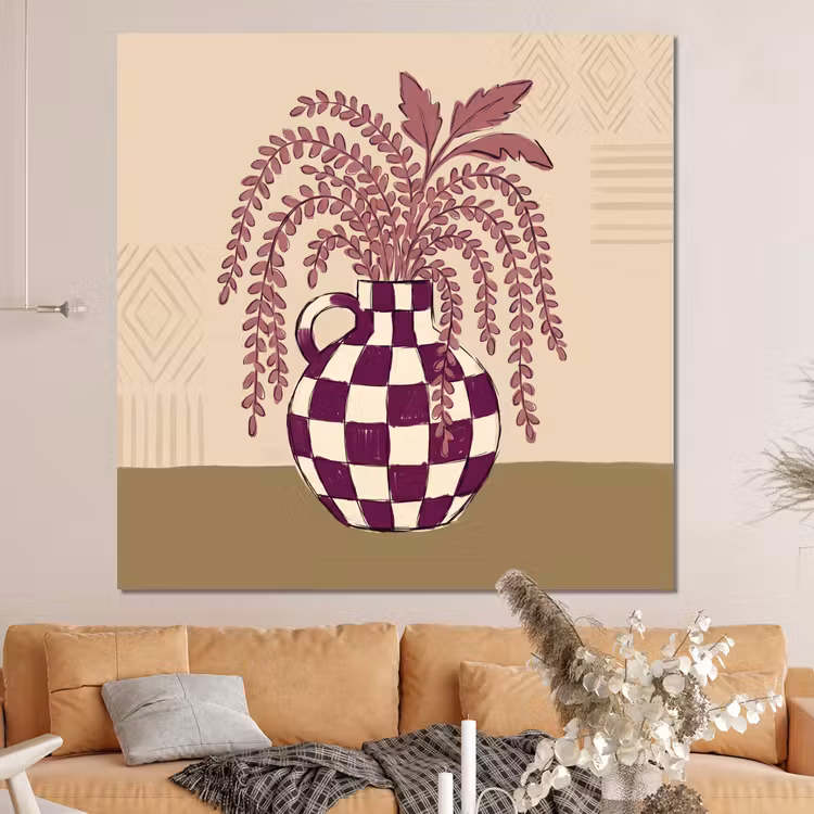 Forex - Vaas - Geruit - Planten - Modern - Paars — 4