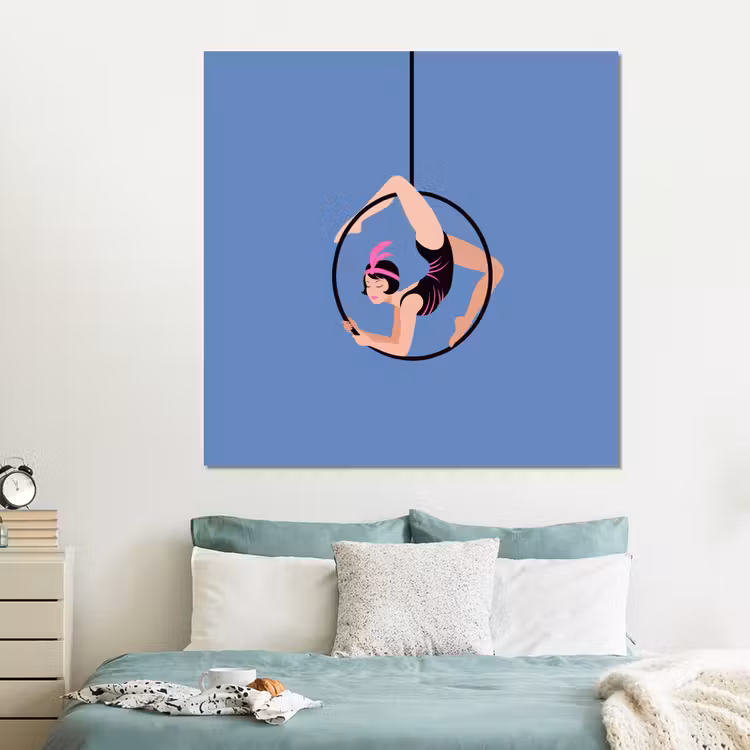 Forex - Vrouw - Aerial hoop - Art deco - Illustratie - Blauw — 2