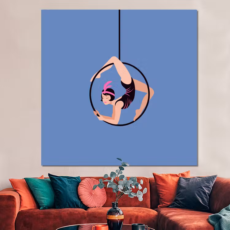 Forex - Vrouw - Aerial hoop - Art deco - Illustratie - Blauw — 3