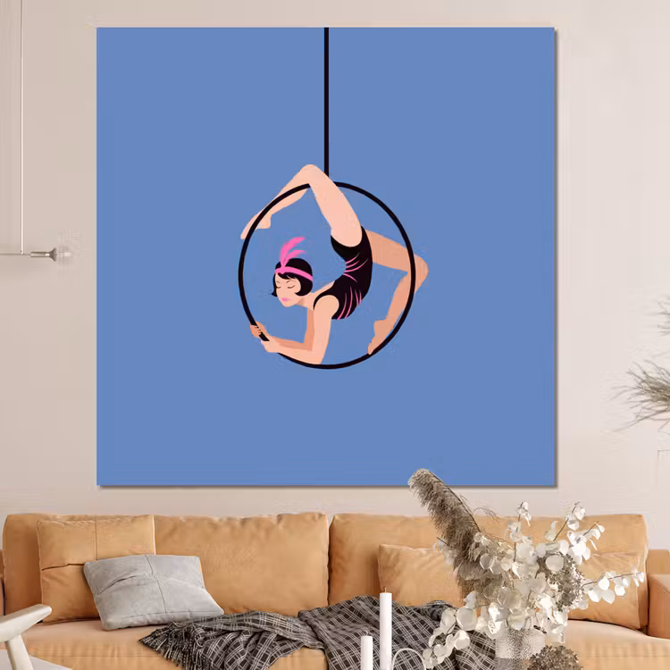 Forex - Vrouw - Aerial hoop - Art deco - Illustratie - Blauw — 4