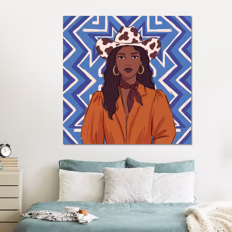 Forex - Vrouw - Cowboyhoed - Portret - Modern - Blauw — 2