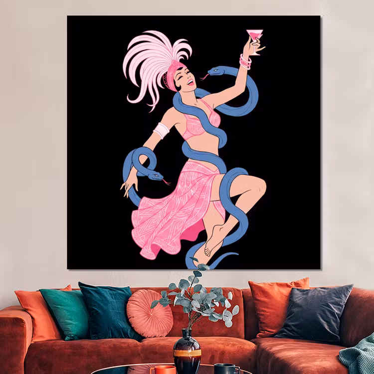 Forex - Vrouw - Danseres - Slangen - Art Deco - Roze — 3