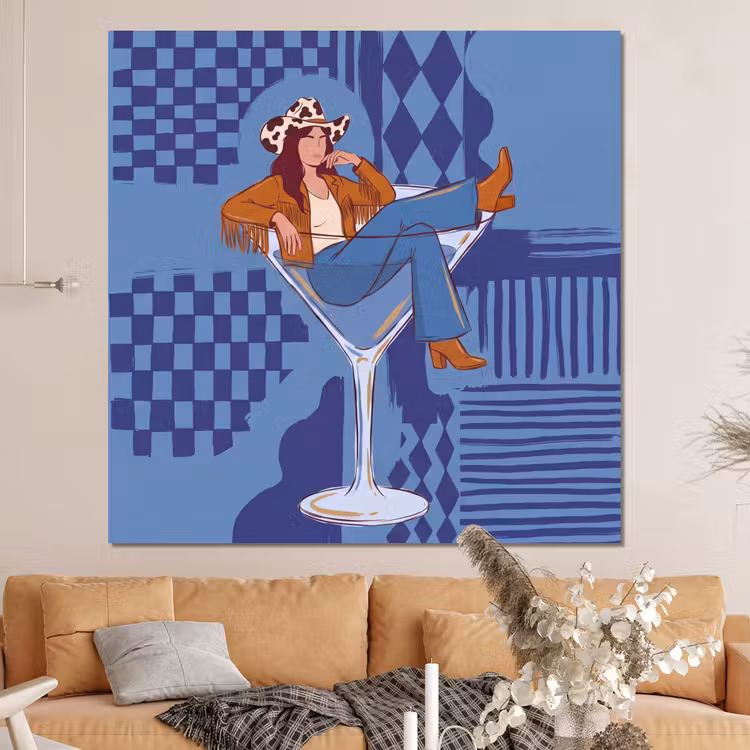 Forex - Vrouw - Martini glas - Abstract - Blauw - Kunst — 4