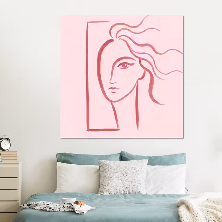 Forex - Vrouw - Portret - Abstract - Lijnkunst - Rood — 2