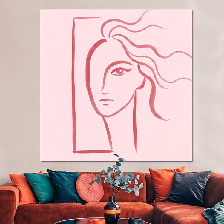 Forex - Vrouw - Portret - Abstract - Lijnkunst - Rood — 3