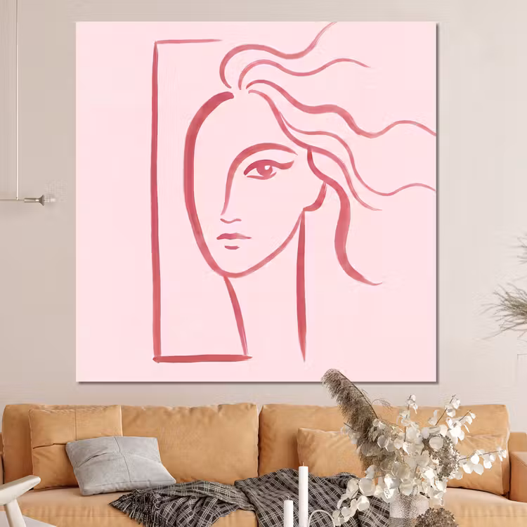 Forex - Vrouw - Portret - Abstract - Lijnkunst - Rood — 4