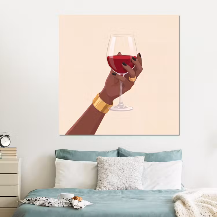 Forex - Vrouw - Wijn - Glas - Illustratie - Rood — 2