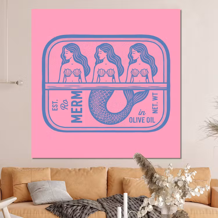 Forex - Meermin - Sardineblik - Illustratie - Roze - Retro — 4