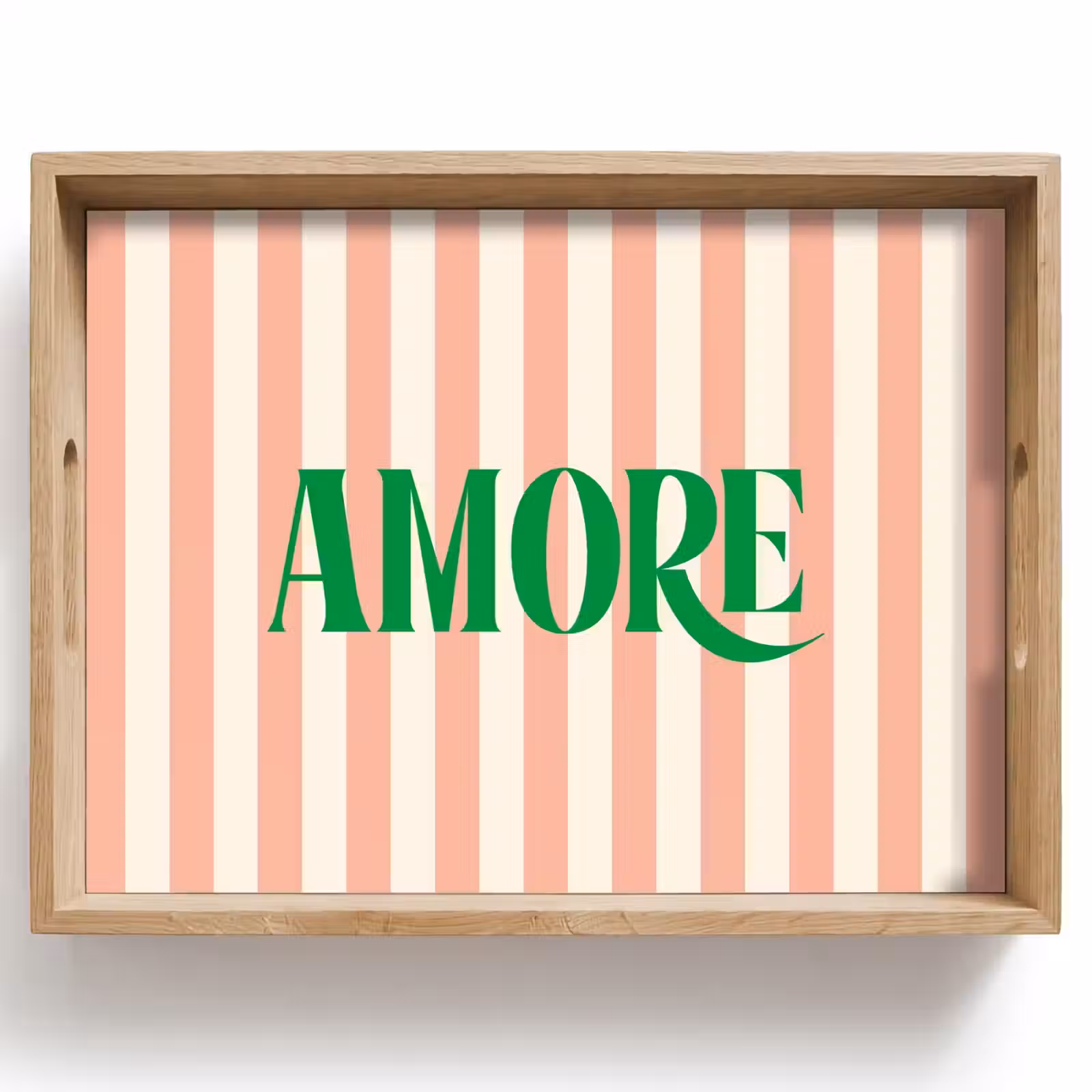 Dienblad - Zachtroze - Groen- Strepen - Amore — 1
