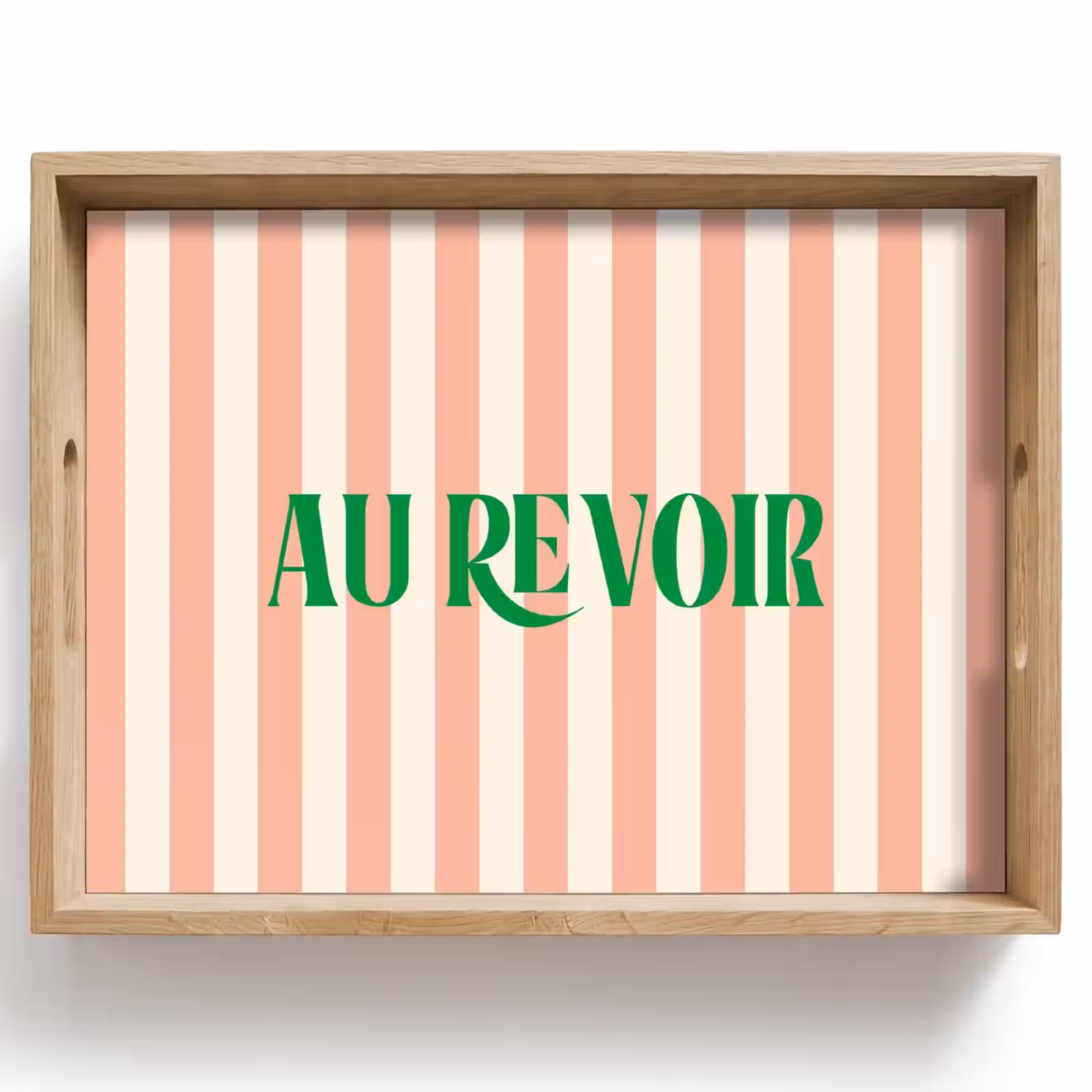 Dienblad - Zachtroze - Groen- Strepen - Au Revoir — 1