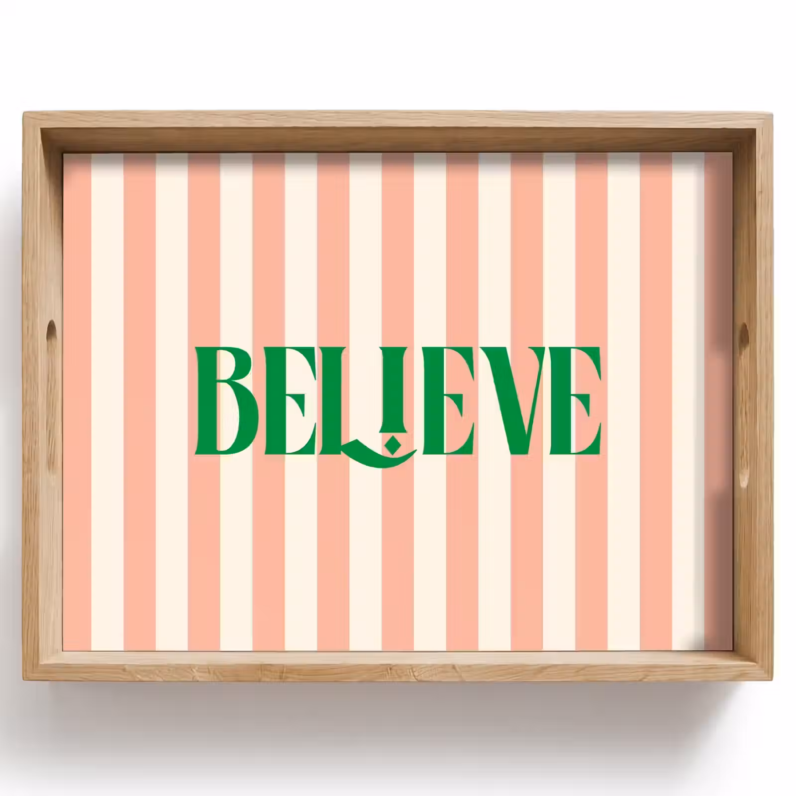 Dienblad - Zachtroze - Groen- Strepen - Believe — 1