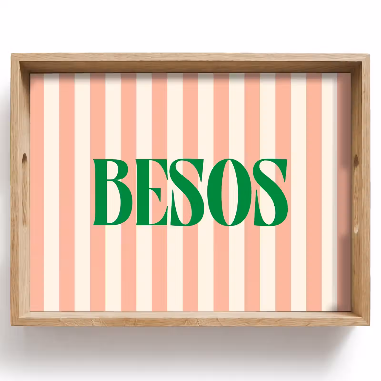 Dienblad - Zachtroze - Groen- Strepen - Besos — 1