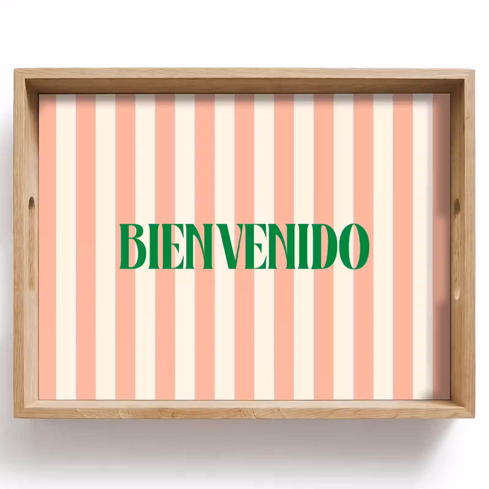 Dienblad - Zachtroze - Groen- Strepen - Bienvenido — 1