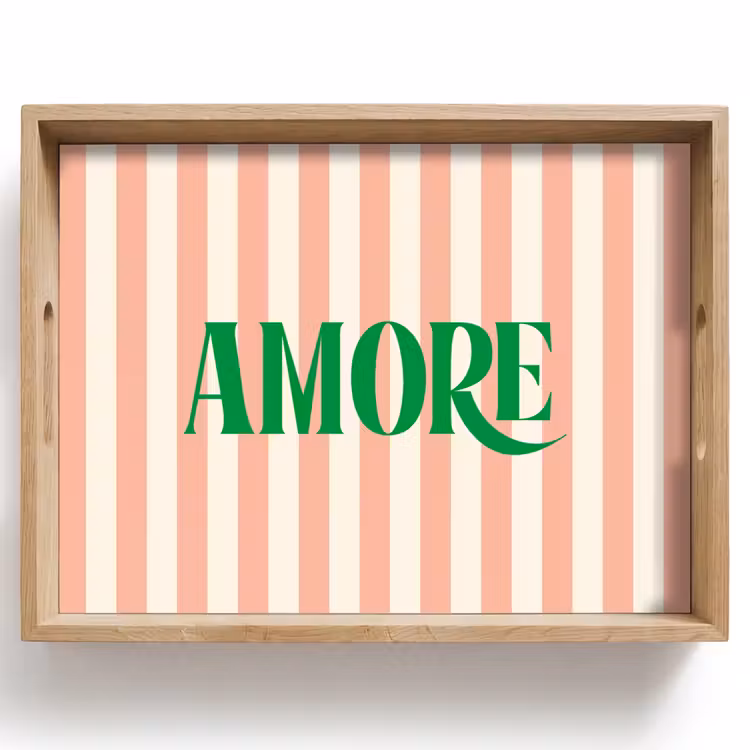 Dienblad - Zachtroze - Groen- Strepen - Amore — 1