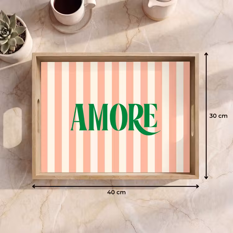 Dienblad - Zachtroze - Groen- Strepen - Amore — 9