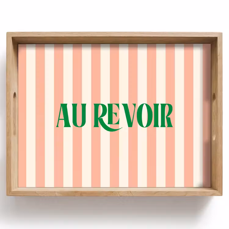 Dienblad - Zachtroze - Groen- Strepen - Au Revoir — 1