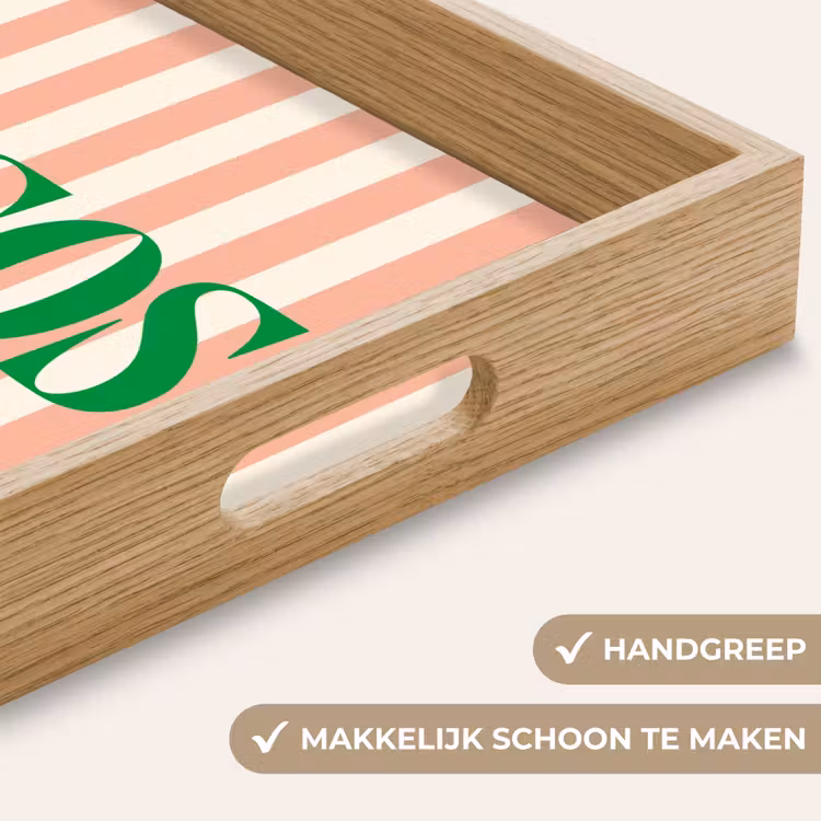 Dienblad - Zachtroze - Groen- Strepen - Besos — 5