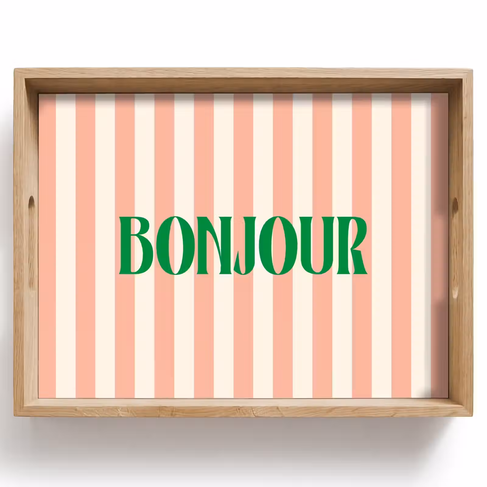 Dienblad - Zachtroze - Groen - Strepen - Bonjour — 1