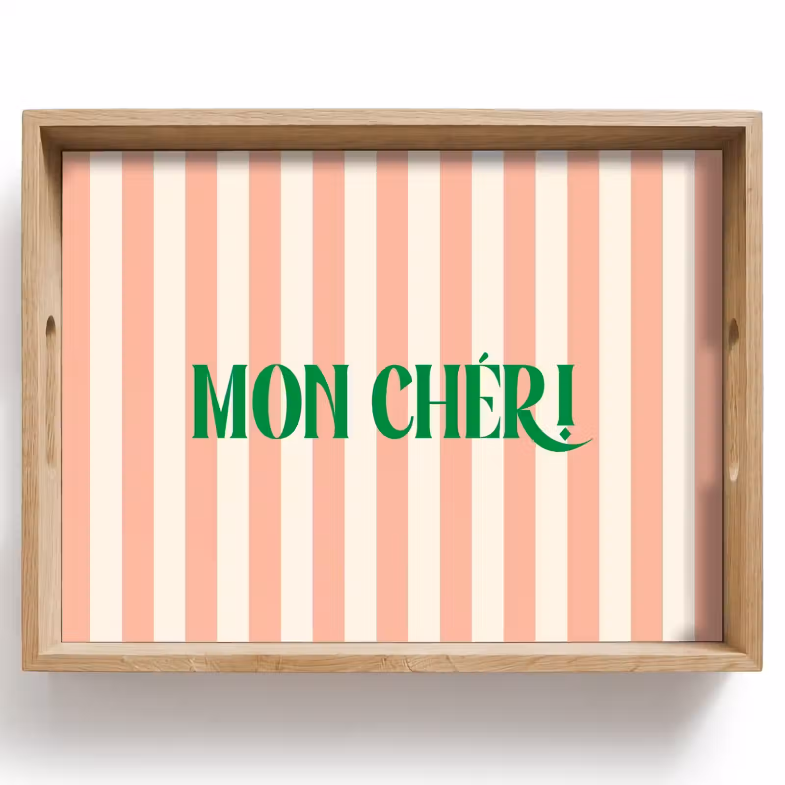 Dienblad - Zachtroze - Groen - Strepen - Mon Chéri — 1