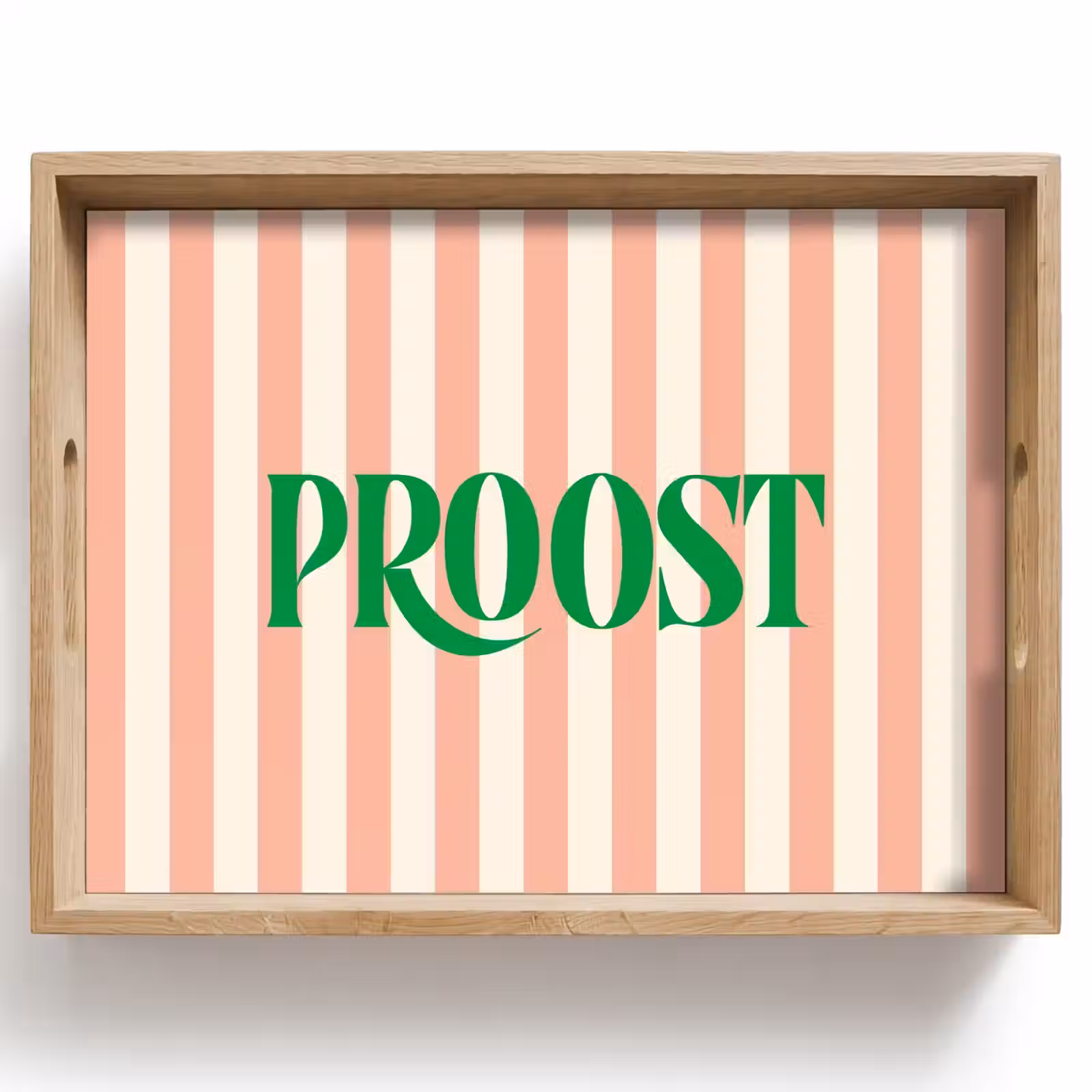 Dienblad - Zachtroze - Groen - Strepen - Proost — 1