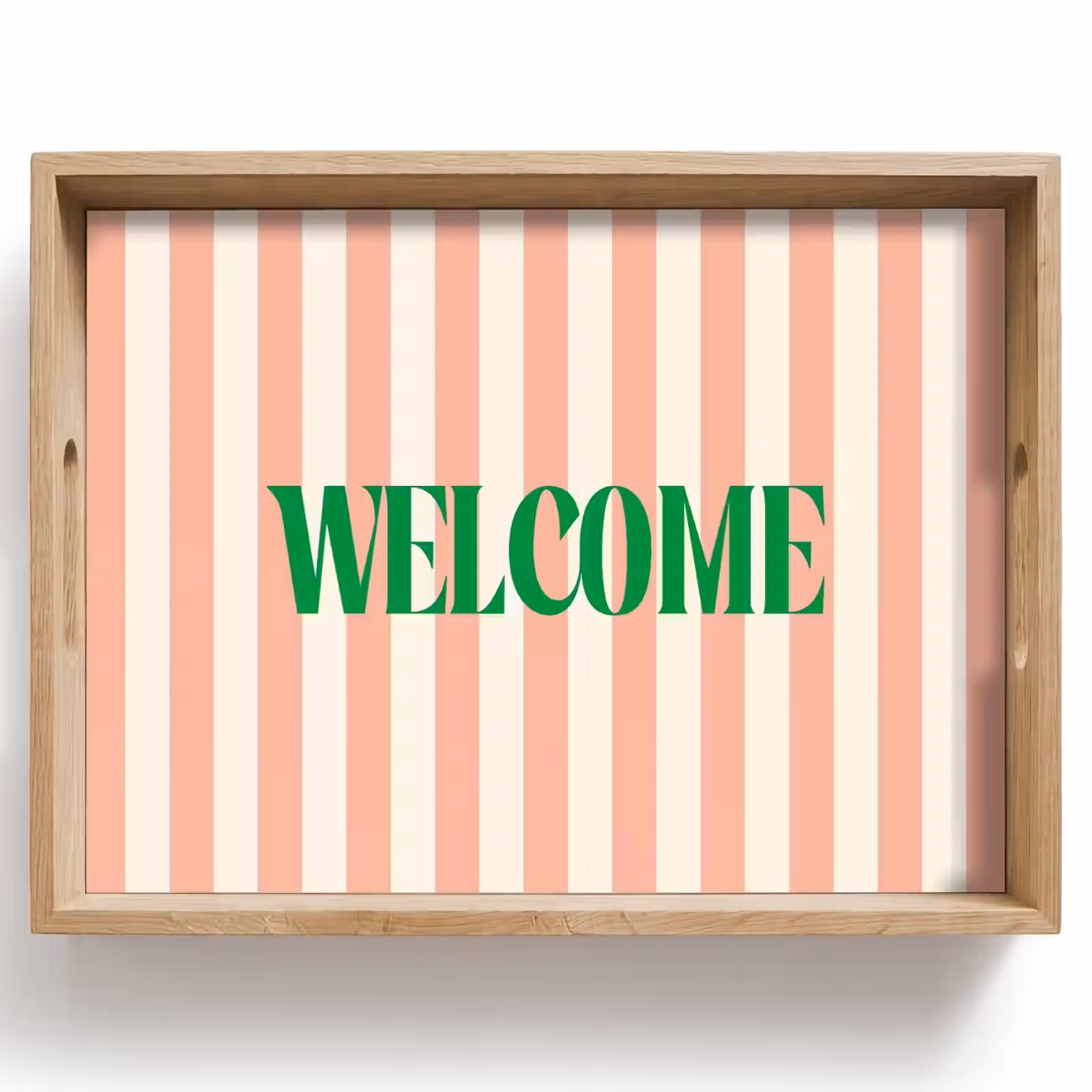 Dienblad - Zachtroze - Groen - Strepen - Welcome — 1