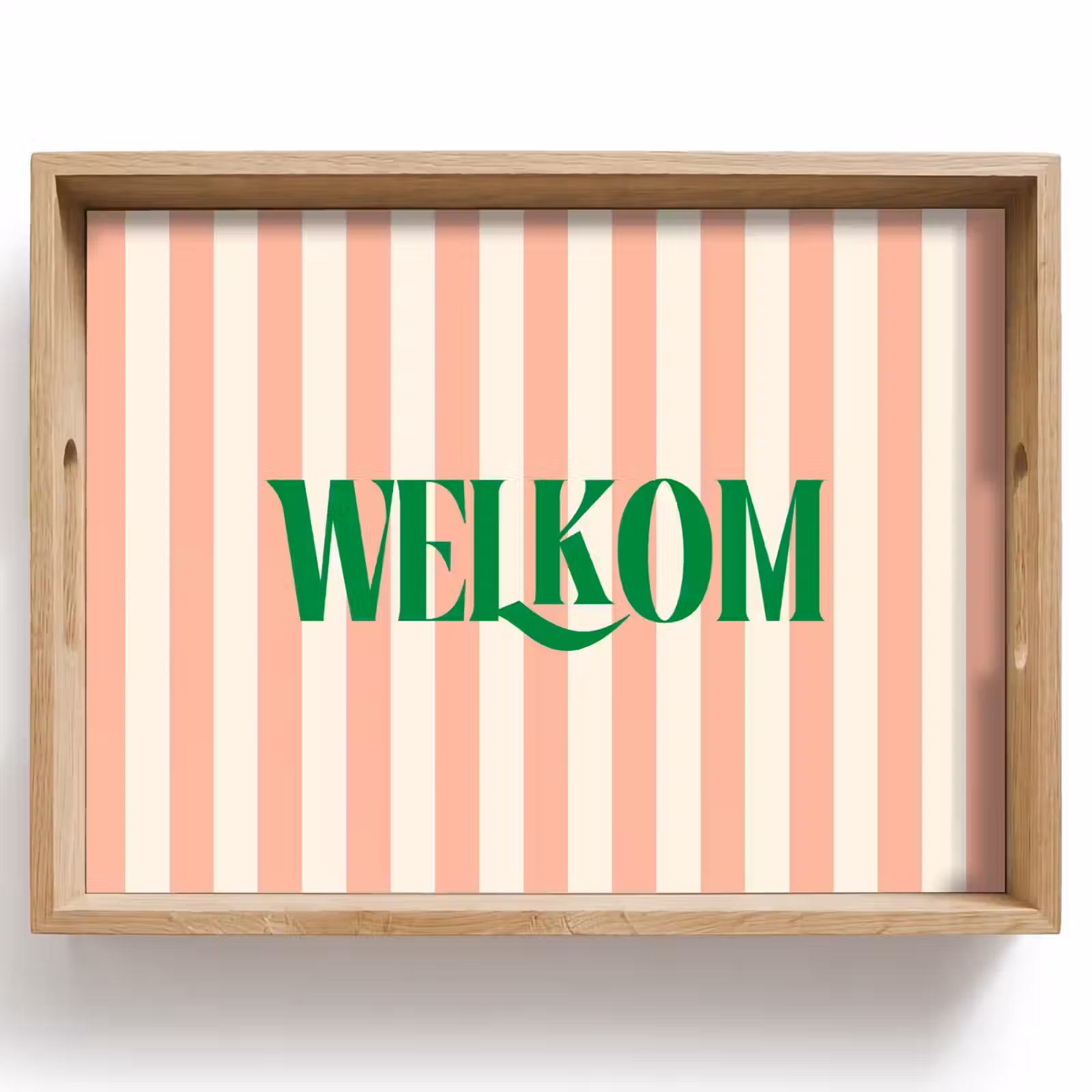 Dienblad - Zachtroze - Groen - Strepen - Welkom — 1