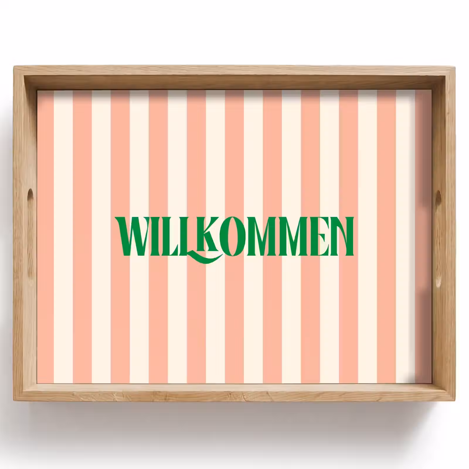 Dienblad - Zachtroze - Groen - Strepen - Wilkommen — 1
