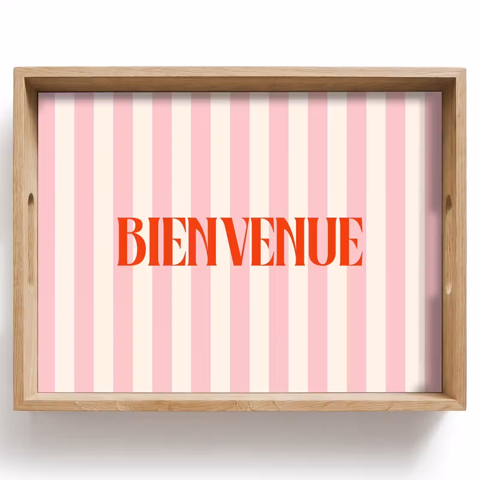 Dienblad - Zachtroze - Rood - Strepen - Bienvenue — 1