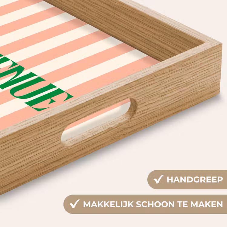 Dienblad - Zachtroze - Groen- Strepen - Bienvenue — 5