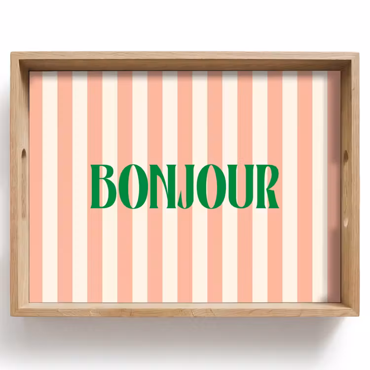 Dienblad - Zachtroze - Groen - Strepen - Bonjour — 1
