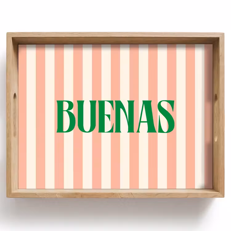 Dienblad - Zachtroze - Groen - Strepen - Buenas — 1