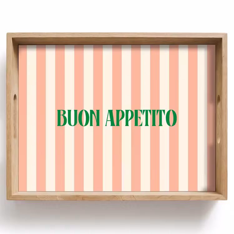 Dienblad - Zachtroze - Groen - Strepen - Buon Appetito — 1