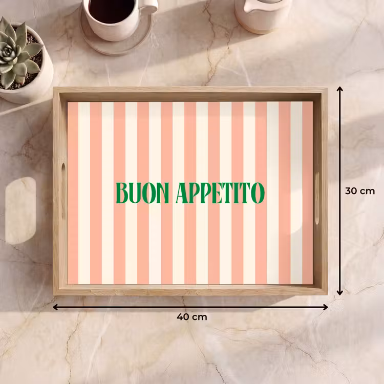 Dienblad - Zachtroze - Groen - Strepen - Buon Appetito — 9