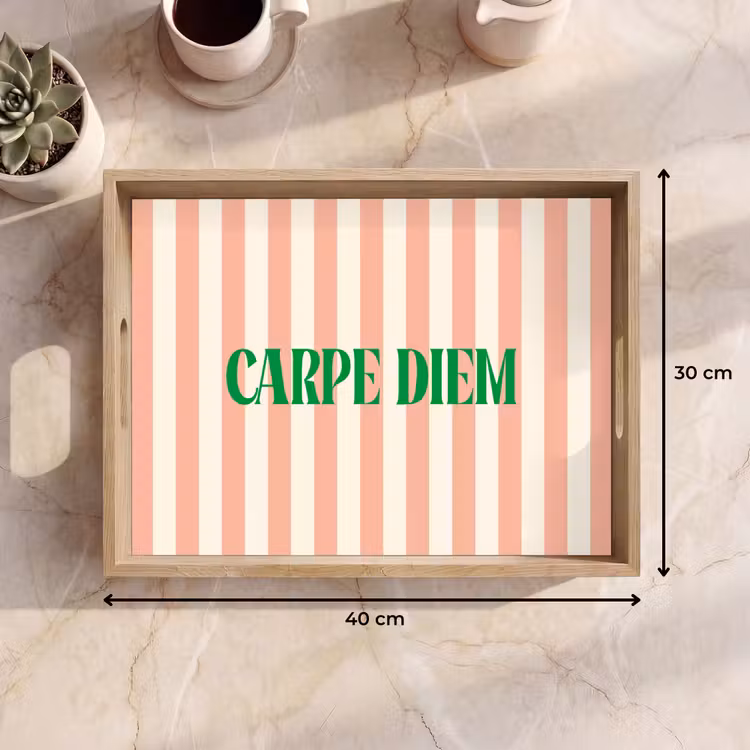 Dienblad - Zachtroze - Groen - Strepen - Carpe Diem — 9