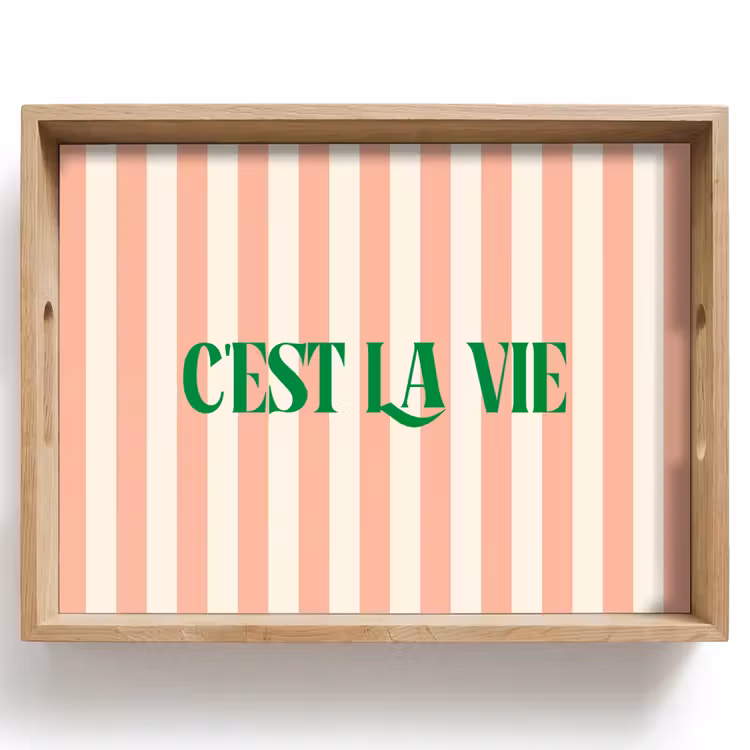 Dienblad - Zachtroze - Groen - Strepen - C'est La Vie — 1