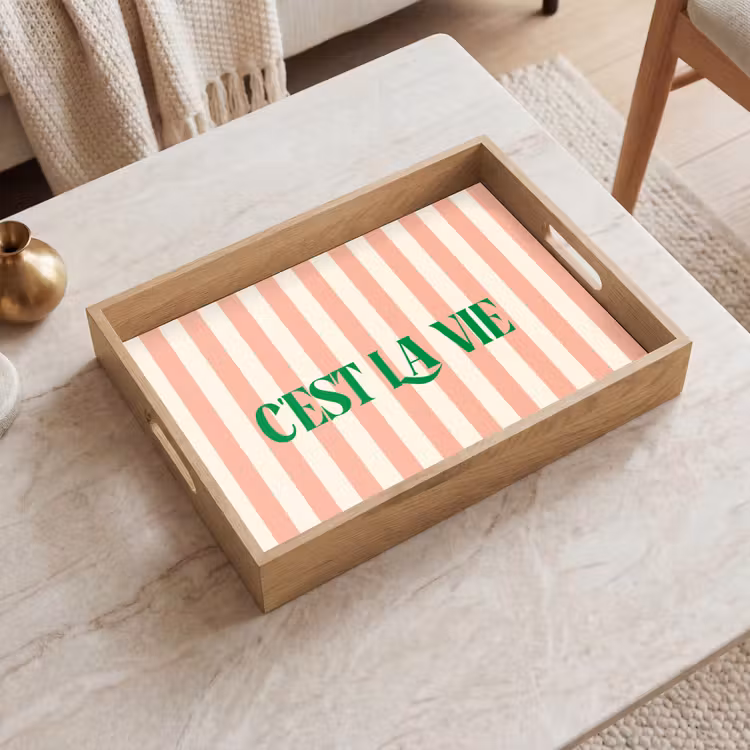Dienblad - Zachtroze - Groen - Strepen - C'est La Vie — 2