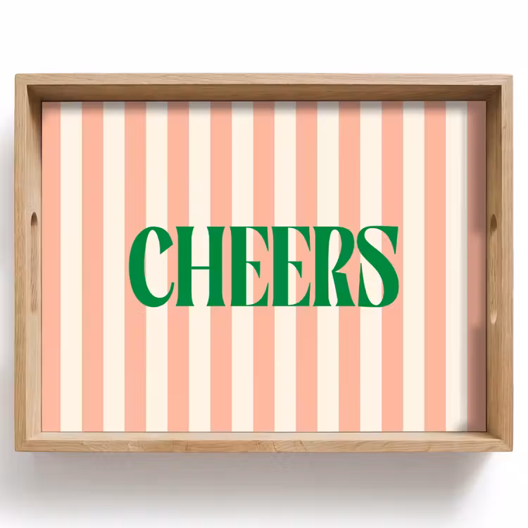 Dienblad - Zachtroze - Groen - Strepen - Cheers — 1