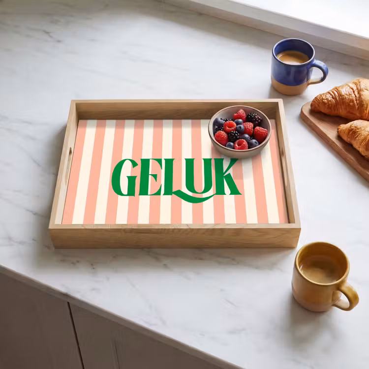 Dienblad - Zachtroze - Groen - Strepen - Geluk — 4