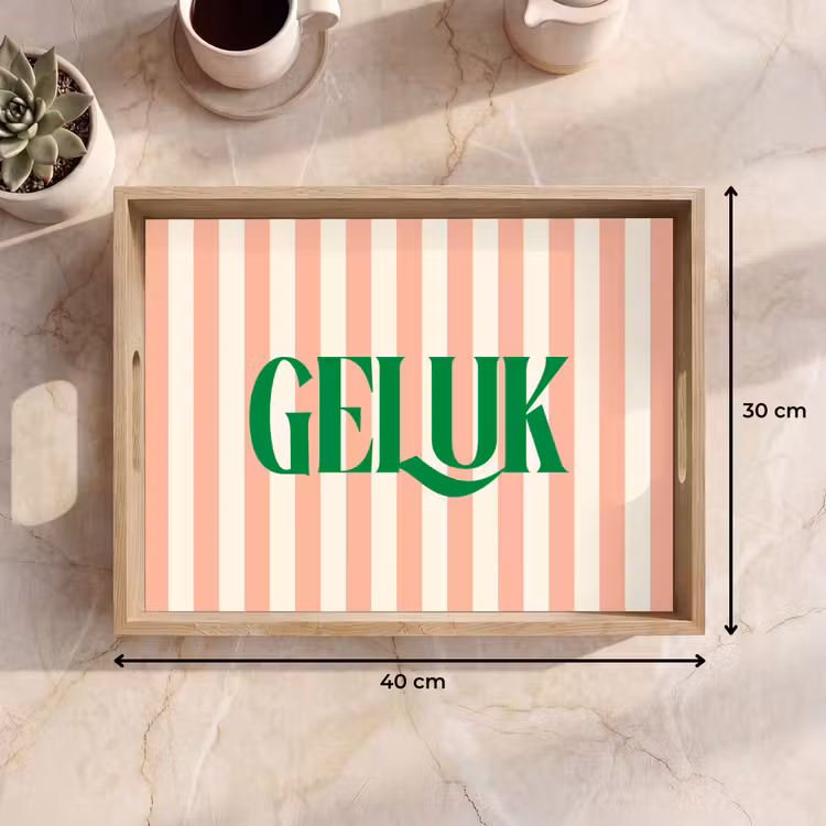 Dienblad - Zachtroze - Groen - Strepen - Geluk — 9