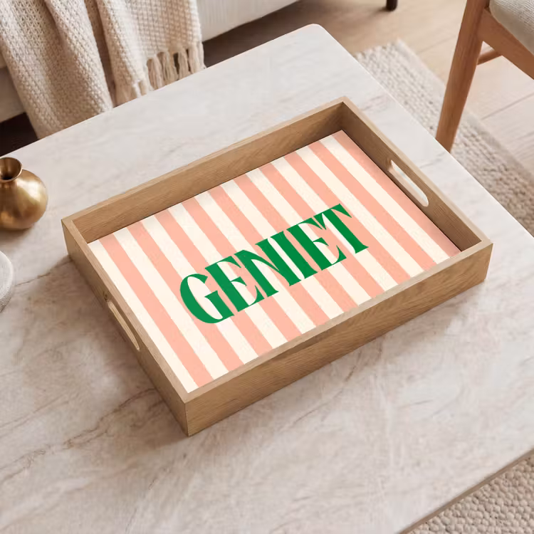 Dienblad - Zachtroze - Groen - Strepen - Geniet — 2