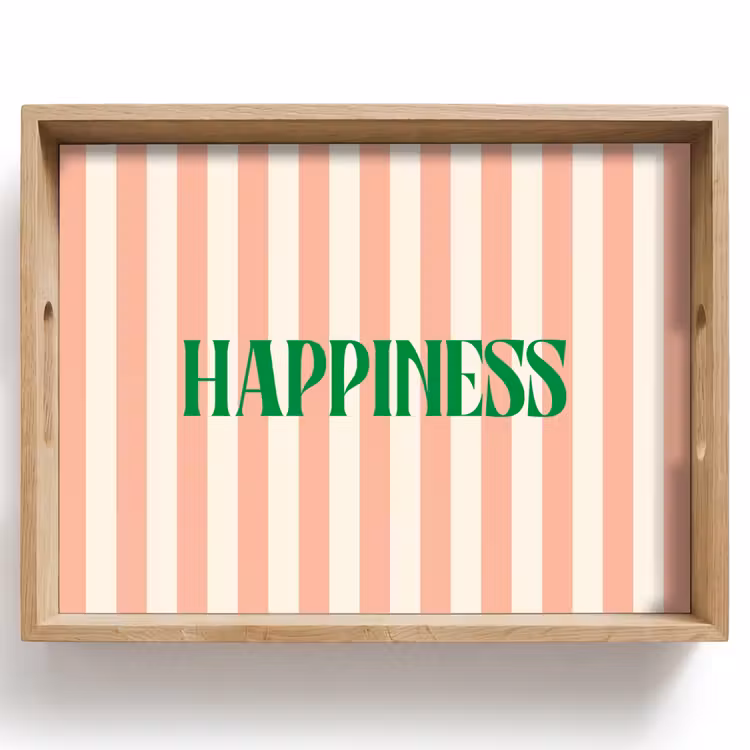 Dienblad - Zachtroze - Groen - Strepen - Happiness — 1