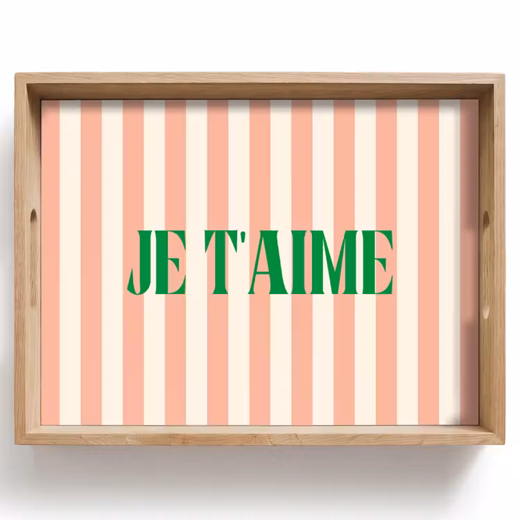 Dienblad - Zachtroze - Groen - Strepen - Je t'aime — 1