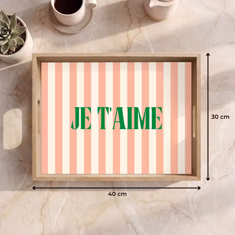 Dienblad - Zachtroze - Groen - Strepen - Je t'aime — 9