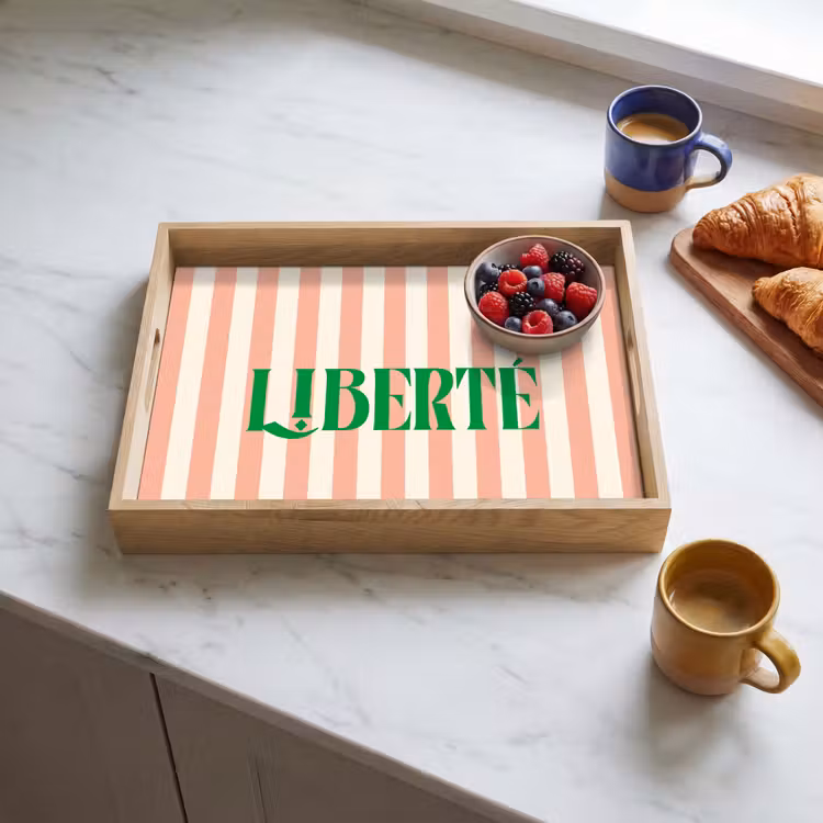 Dienblad - Zachtroze - Groen - Strepen - Liberté — 4