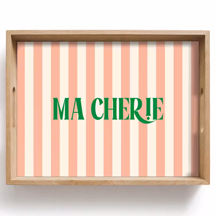 Dienblad - Zachtroze - Groen - Strepen - Ma Cherie — 1